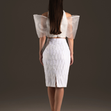 Ivory Tulle Bow Sleeve Two-Piece Pencil Dress