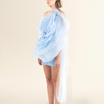 Sky Blue Petal Appliqué Mini Dress