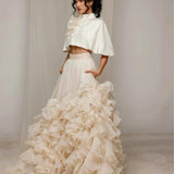 Champagne Halter Ruffle Gown