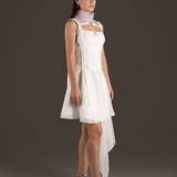 Ivory Asymmetrical Ruffle Cocktail Dress