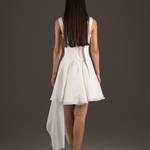 Ivory Asymmetrical Ruffle Cocktail Dress
