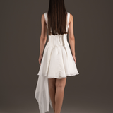 Ivory Asymmetrical Ruffle Cocktail Dress