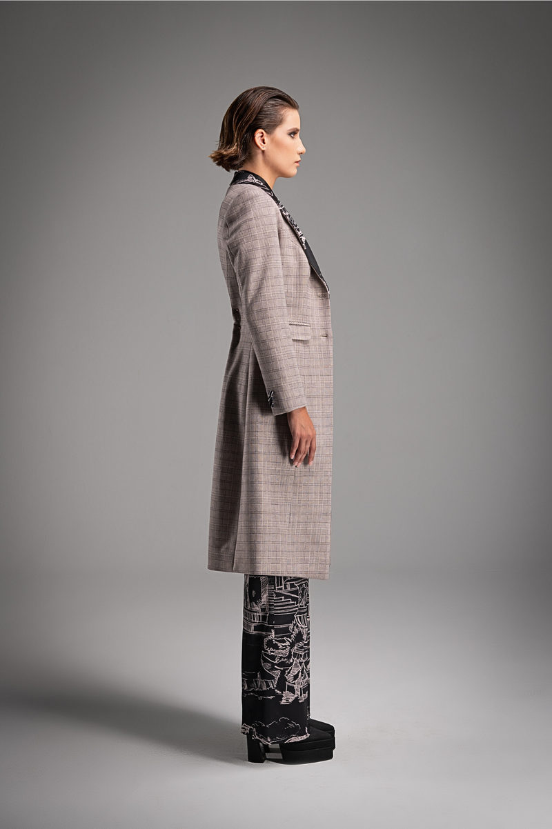 Plaid Print Long Coat