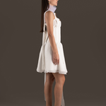 Ivory Asymmetrical Ruffle Cocktail Dress