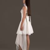 Ivory Asymmetrical Ruffle Cocktail Dress