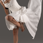 Ivory Asymmetrical Ruffle Cocktail Dress