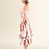 Blush Tulle Overlay Midi Dress