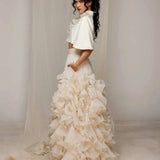 Champagne Halter Ruffle Gown