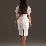 Sequin Embellished Peplum Pencil Dress - Ivory Cream