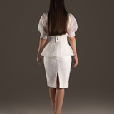 Sequin Embellished Peplum Pencil Dress - Ivory Cream