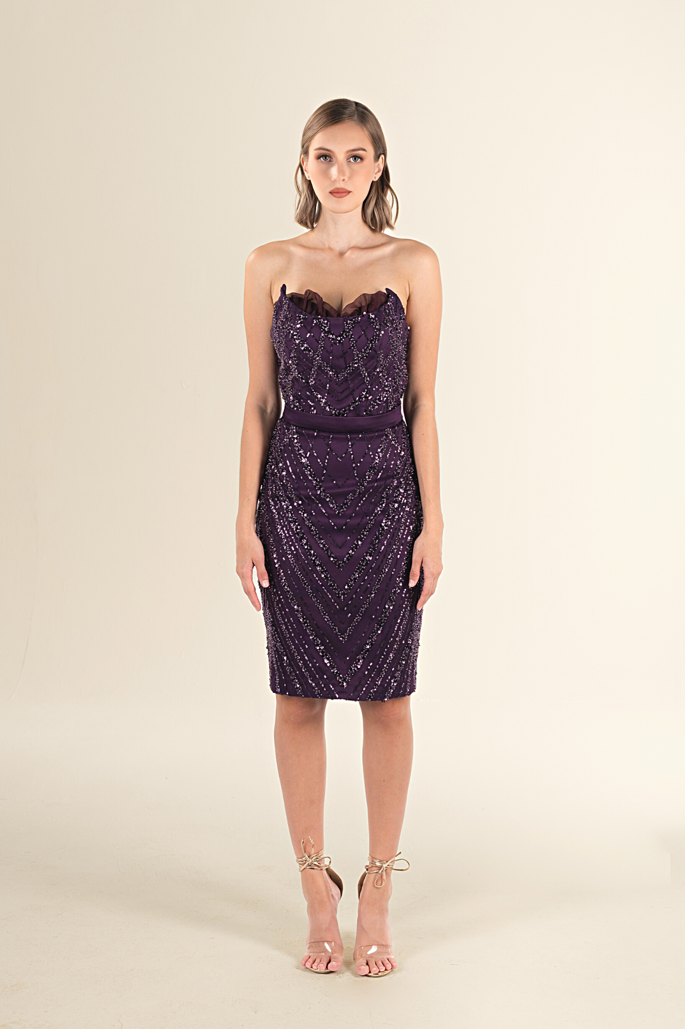 Majestic Amethyst Sequin Midi Dress