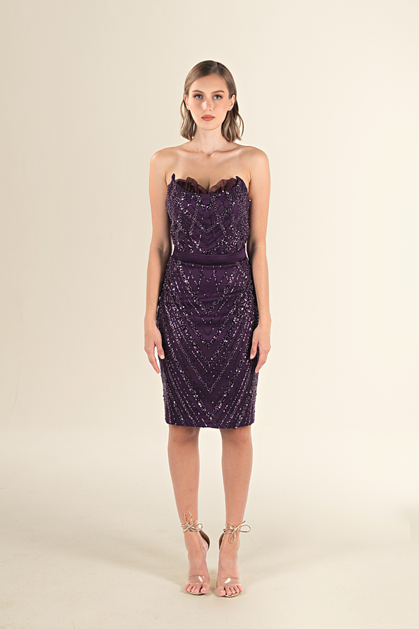 Majestic Amethyst Sequin Midi Dress