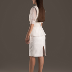 Sequin Embellished Peplum Pencil Dress - Ivory Cream