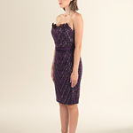 Majestic Amethyst Sequin Midi Dress