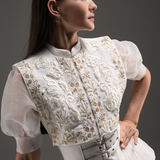 Sequin Embellished Peplum Pencil Dress - Ivory Cream