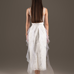 Ivory Sequin Draped Tulle Midi Slip Dress