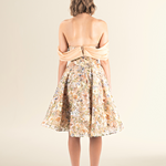 Golden Floral Off-Shoulder A-Line Dress