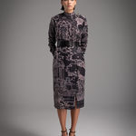 Iconic Print Tailored Midi Dress - Midnight Black