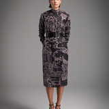 Iconic Print Tailored Midi Dress - Midnight Black