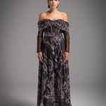 Charcoal Iconic Print Off-Shoulder Dress