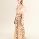 Golden Blossom Tulle Gown