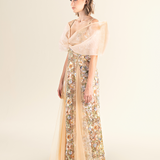 Golden Blossom Tulle Gown