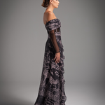 Charcoal Iconic Print Off-Shoulder Dress