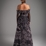 Charcoal Iconic Print Off-Shoulder Dress