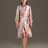 Blush Silk Asymmetrical Shirt Dress