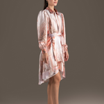 Blush Silk Asymmetrical Shirt Dress