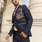 Pinstripe Elegance with Floral Accent Suit