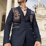Pinstripe Elegance with Floral Accent Suit
