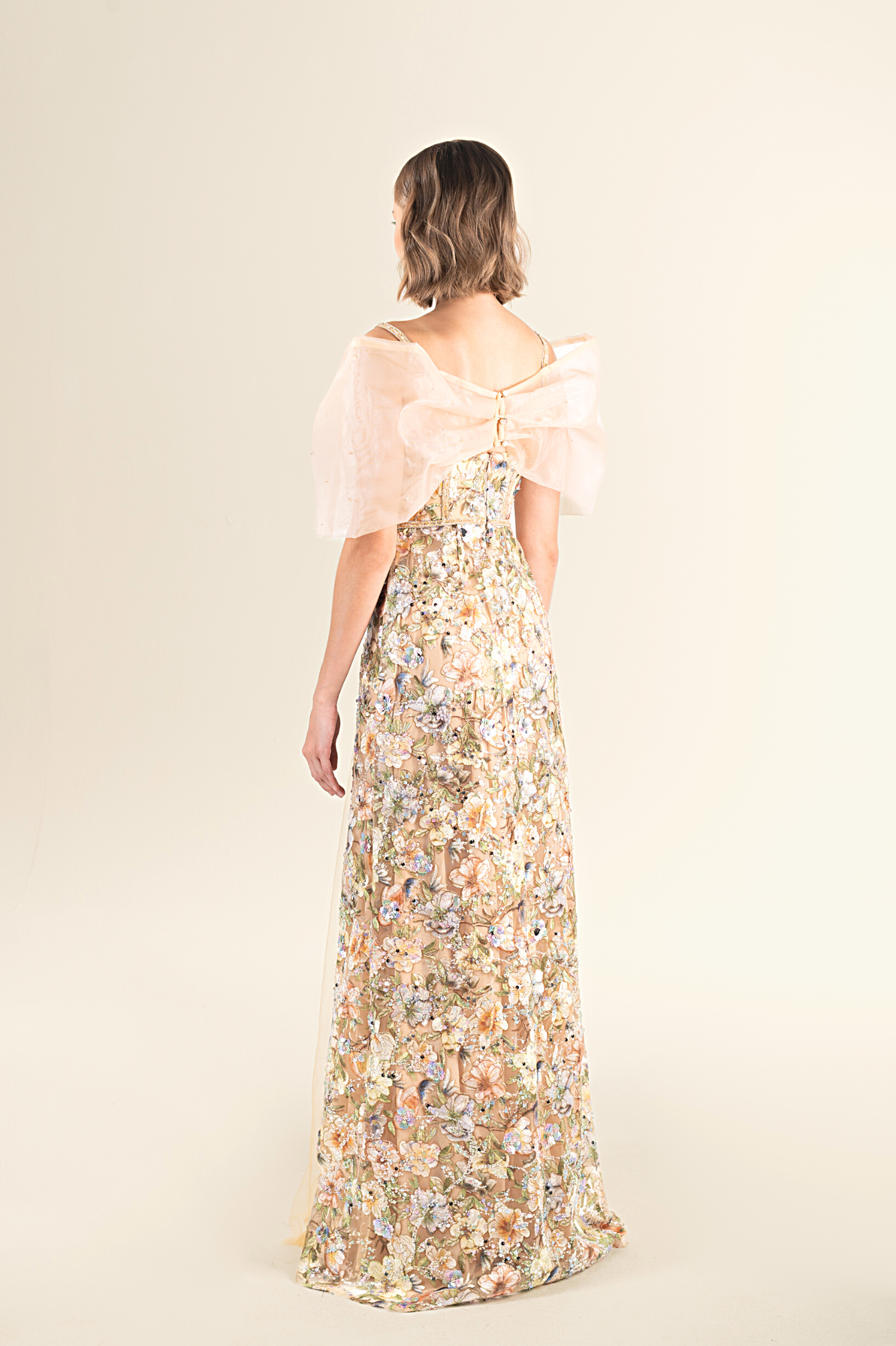 Golden Blossom Tulle Gown