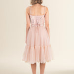 Blush Tulle Embellished Belted Midi Dress