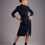 Navy Elegance Belted Dress