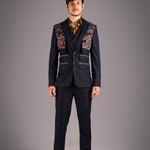 Pinstripe Elegance with Floral Accent Suit