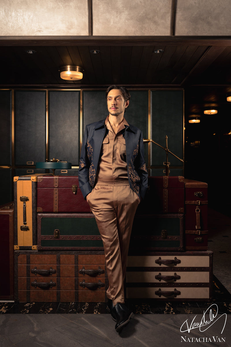 Gilded Urbanity Jacket and Trousers Ensemble