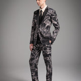 Full Printed Hand Sketch Graphic Men Suit Pants