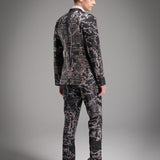 Full Printed Hand Sketch Graphic Men Suit Pants