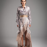 Cream Printed Wrapped Skirt