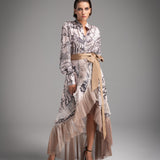 Cream Printed Wrapped Skirt