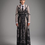 Plaid Print Suit Outer Layer black Printed Dress