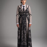 Plaid Print Suit Outer Layer black Printed Dress
