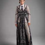 Plaid Print Suit Outer Layer black Printed Dress