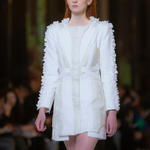 Futuristic White Fitted Jacket Dress
