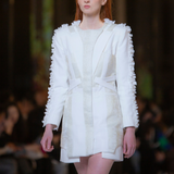 Futuristic White Fitted Jacket Dress