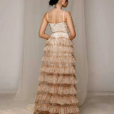 Champagne Tiered Lace Maxi Dress