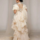 Ivory Asymmetrical Ruffle Gown