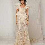 Ivory Floral Ruffle Bridal Gown