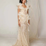 Ivory Floral Ruffle Bridal Gown